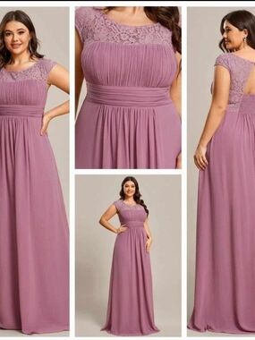 Ever Pretty Mauve Lace-Top Maxi Dress